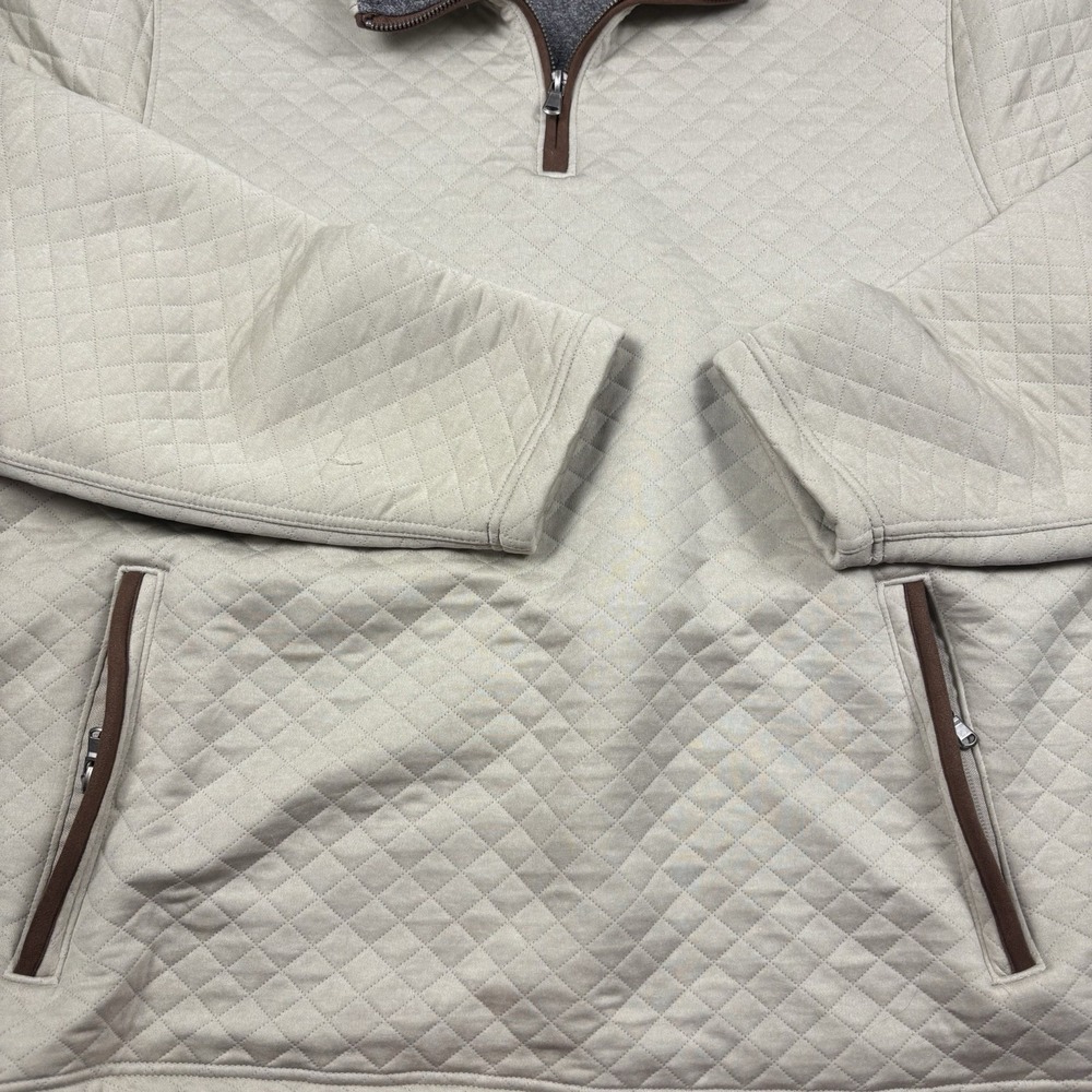 Magaschoni Pullover Mens 2XL Beige Diamond Quilted Half Zip Sweater Pockets - Picture 5 of 14